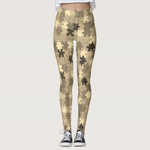 Symbol für Autismus Aufklärung Puzzleteile Sepia Leggings