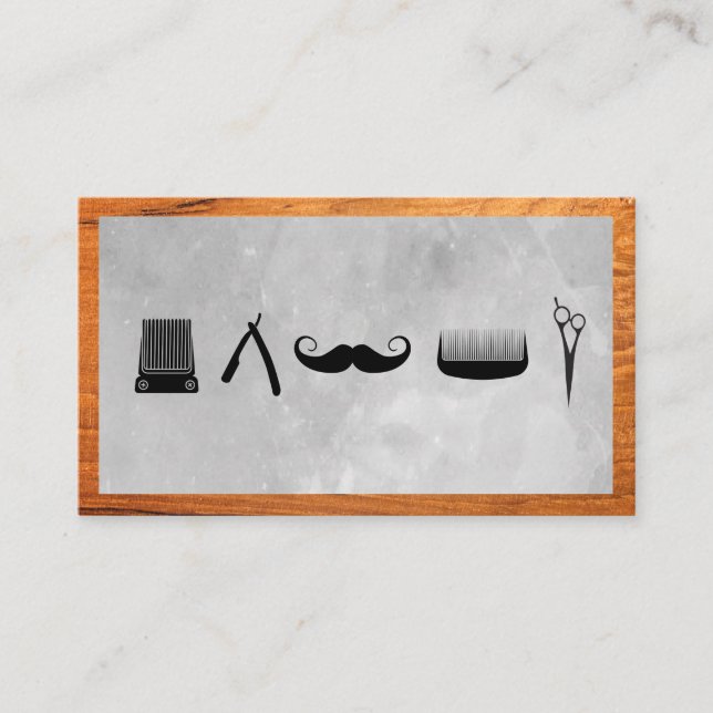 Symbol für Barbershop | Holzgrenze Visitenkarte (Vorderseite)