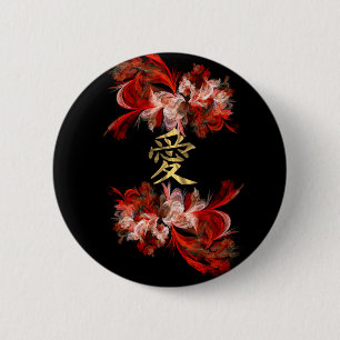 Symbol für chinesische Liebe auf rotem Fraktal Button