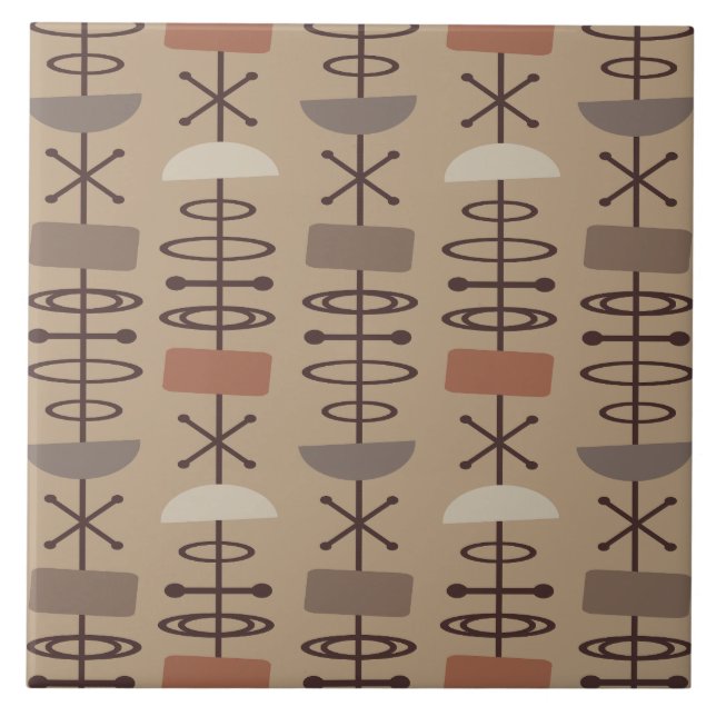 Symbol für das Atomzeitalter Erdtöne Fliese (Vorderseite)