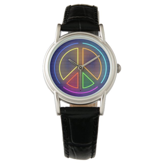 Symbol für das mehrfarbige Neonfriedzeichen Armbanduhr (Vorderseite)