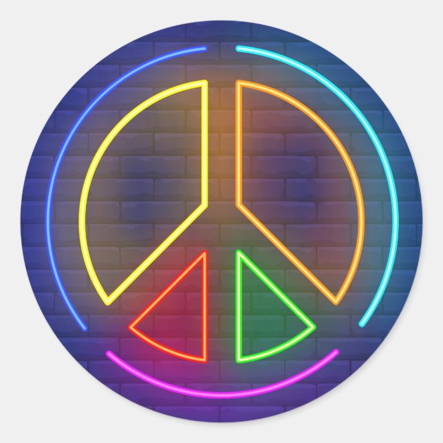 Symbol für das mehrfarbige Neonfriedzeichen Runder Aufkleber (Vorderseite)