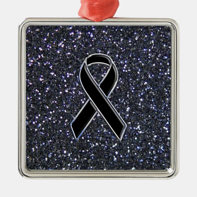 Symbol für das Schwarze Band-Bewusstsein Ornament Aus Metall (Vorne)