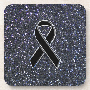 Symbol für das Schwarze Ribbon Getränkeuntersetzer