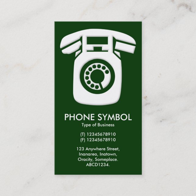 Symbol für das Telefon - Dunkelgrün (003300) Visitenkarte (Vorderseite)