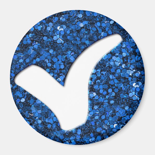 Symbol für den blauen Glitzer Karo schreiben Magnet (Vorne)