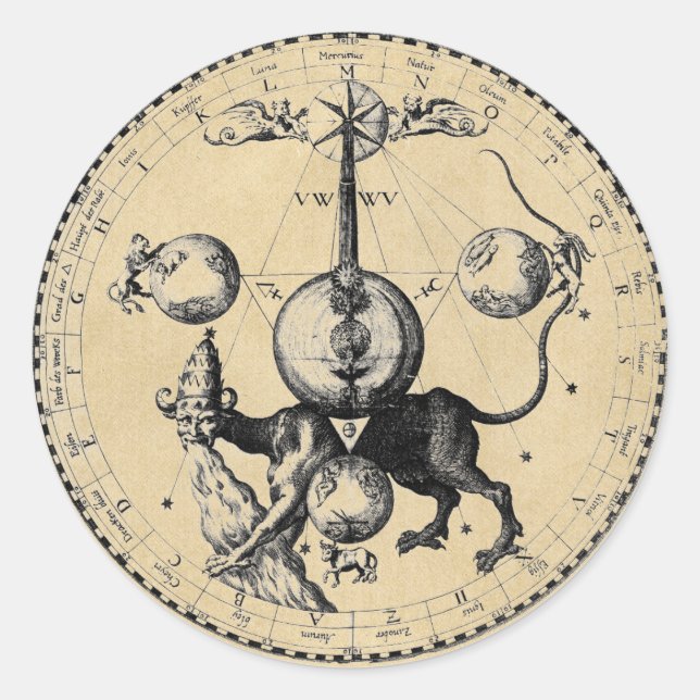 Symbol für den Drachendrache Kabbalah Runder Aufkleber (Vorderseite)