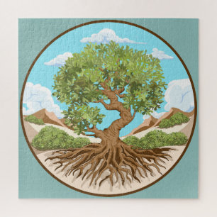 Symbol für den Frieden mit Olivenbaum in einem fre