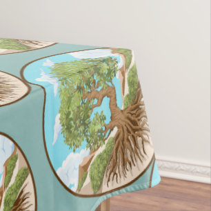 Symbol für den Frieden mit Olivenbaum in einem fre Tischdecke