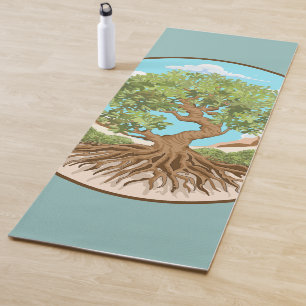 Symbol für den Frieden mit Olivenbaum in einem fre Yogamatte