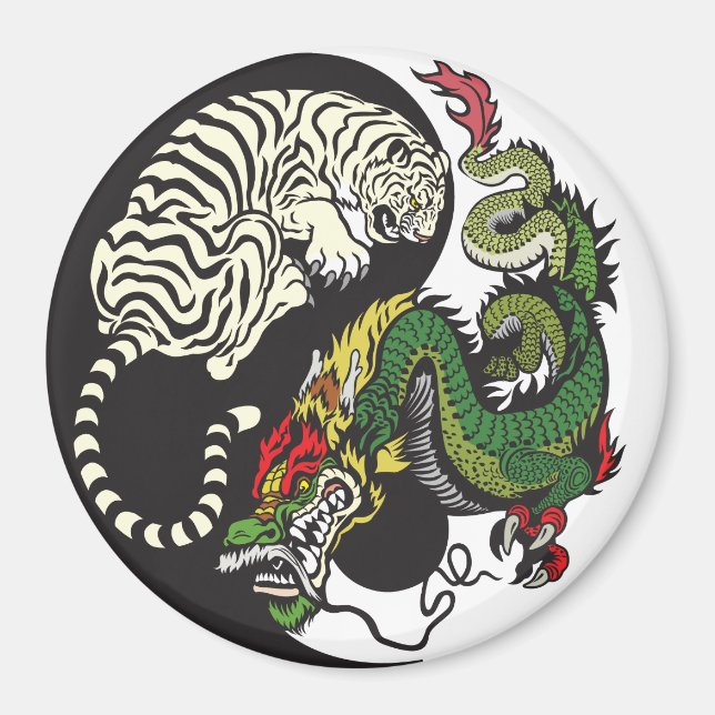 Symbol für den grünen Drachen und den weißen Tiger Magnet (Vorne)