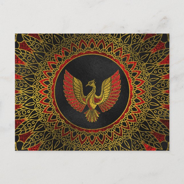 Symbol für den Phönix-Vogel, Gold und Rot Postkarte (Vorderseite)