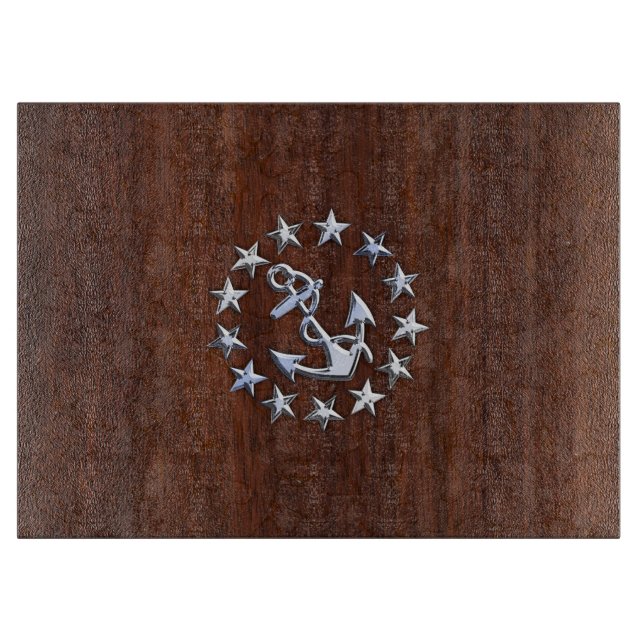 Symbol für die Ankerstars der nautischen Yacht Schneidebrett (Vorderseite)