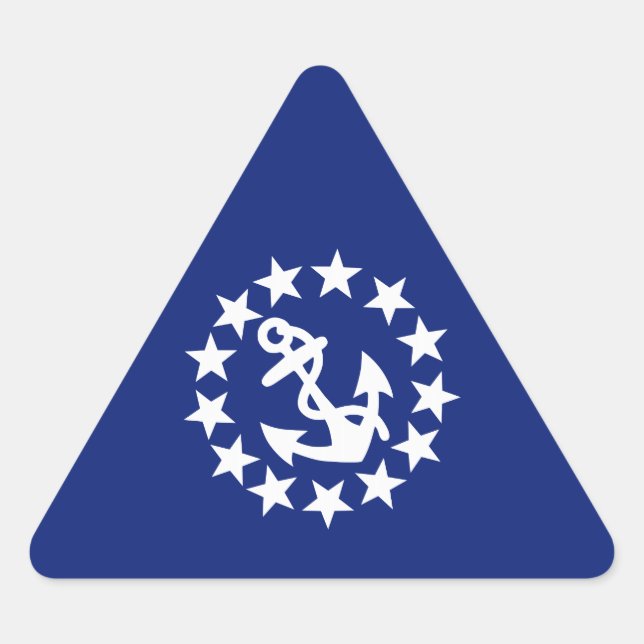 Symbol für die Ankersteine der Yacht-Flagge auf bl Dreieckiger Aufkleber (Vorderseite)