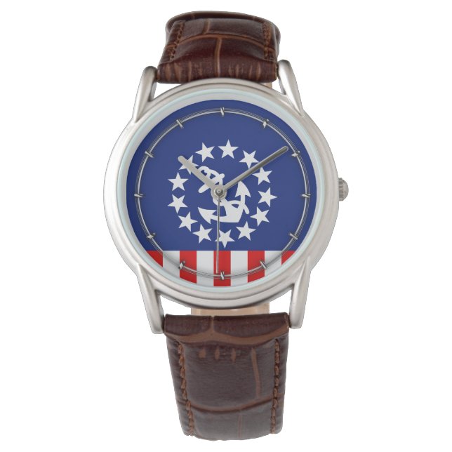 Symbol für die Flagge eines amerikanischen Schiffe Armbanduhr (Vorderseite)
