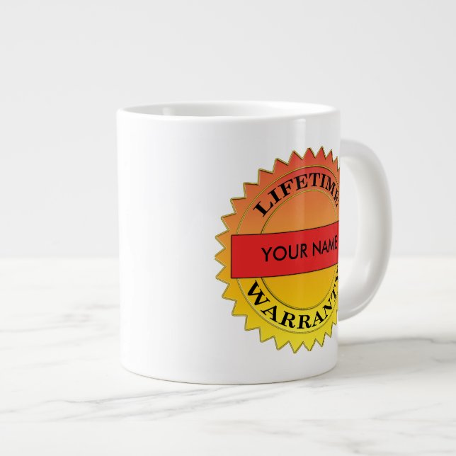 Symbol für die Lebensgarantie Ihr Name Jumbo-Tasse (Vorderseite Rechts)