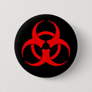 Symbol für die rote und die schwarze Biogefährdu Button