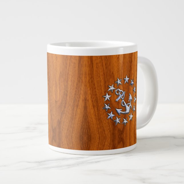 Symbol für die Yacht-Flagge auf der Holzdruckplatt Jumbo-Tasse (Vorderseite Rechts)