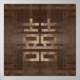 Symbol für doppeltes Glück Geometrisches Gold auf  Poster