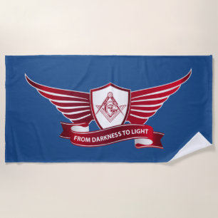 Symbol für Freimaurerei und Schild Strandtuch