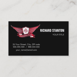 Symbol für Freimaurerei und Schild Visitenkarte