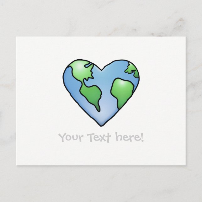 Symbol für "Fun Earth Heart Shaded Cartoon Style" Postkarte (Vorderseite)