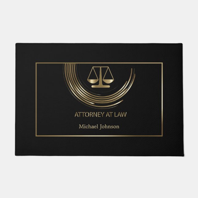Symbol für Gesetz - Schwarz und Gold Fußmatte (Vorderseite)