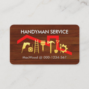 Symbol für Gold Handyman-Tools auf der Holzleiste Visitenkarte