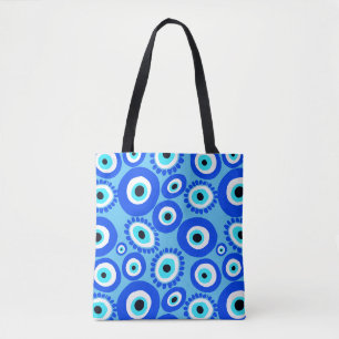 Symbol für griechisches Auge Blau Weiß Modernes Mu Tasche