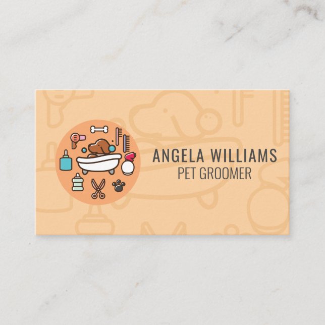 Symbol für Hunde-Wash-Dusche Visitenkarte (Vorderseite)