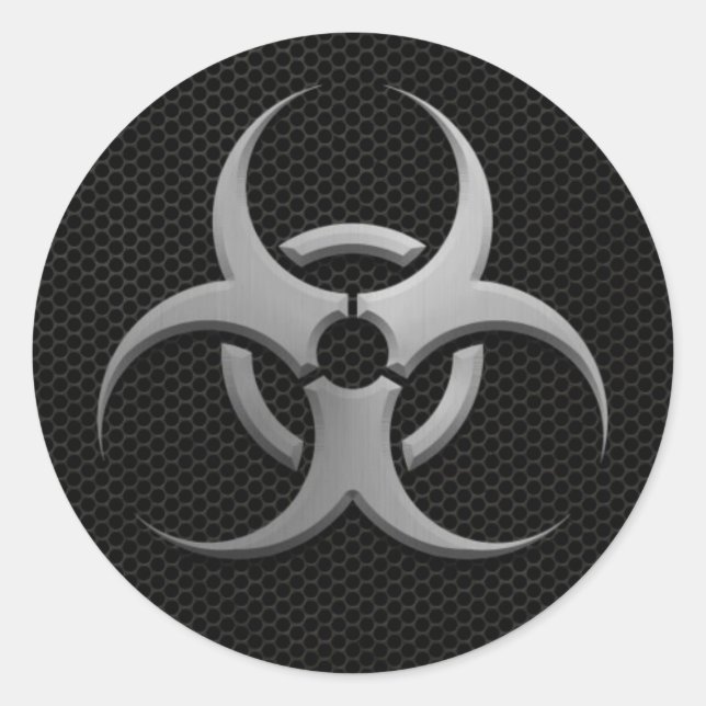 Symbol für industrielle Gefährdung mit Stahleffekt Runder Aufkleber (Vorderseite)