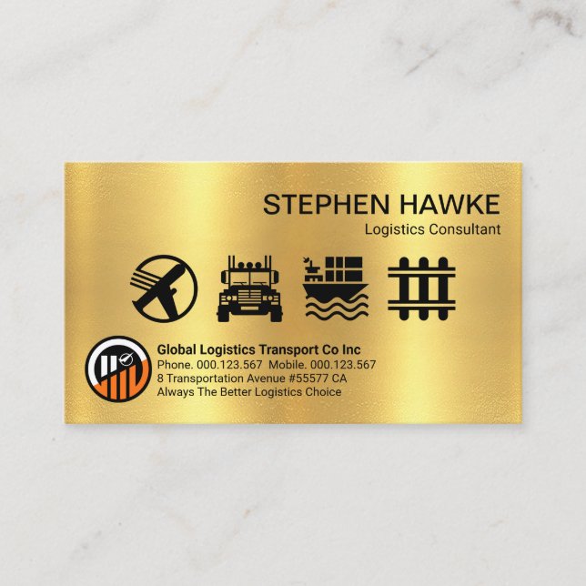 Symbol für kreative Gold-Logistikdienste Visitenkarte (Vorderseite)
