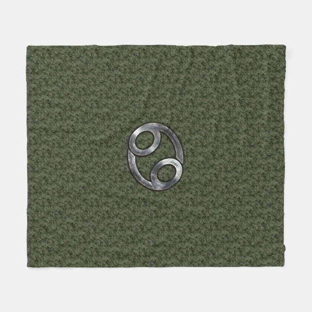 Symbol für Krebs auf der grünen digitalen Camoufla Fleecedecke (Vorderseite (Horizontal))