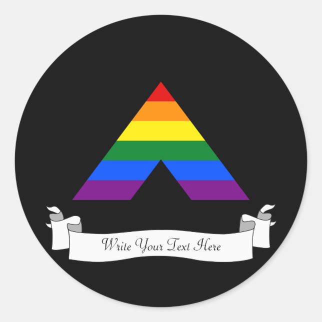Symbol für LGBT, gerade Pyramide Runder Aufkleber (Vorderseite)