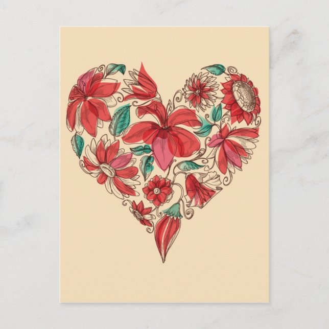 Symbol für Liebe der Blume im Rücken Postkarte (Vorderseite)