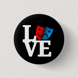 Symbol für LIEBE + Komödie/Tragödie: Theaterlie Button