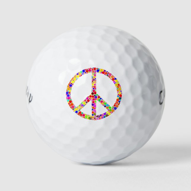 Symbol für mehrfarbiges Mosaikfriedenszeichen Golfball (Vorderseite)