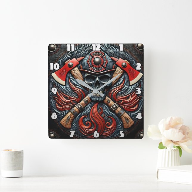 Symbol für Mut und Brandschutz Quadratische Wanduhr (Zuhause)