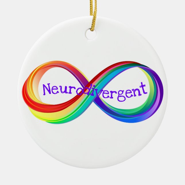 Symbol für Neurodivere Regenbogeninfinität Keramik Ornament (Vorne)