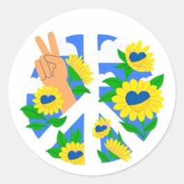 Symbol für Peace Sun-Blume Runder Aufkleber
