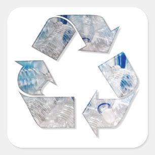 Symbol für Plastikflaschen gerecycelt Quadratischer Aufkleber