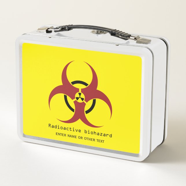Symbol für radioaktive Biogefährdung rot/schwarz Metall Brotdose (Rückseite)
