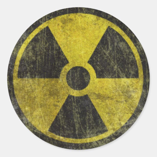 Symbol für radioaktive Grunge Runder Aufkleber (Vorderseite)