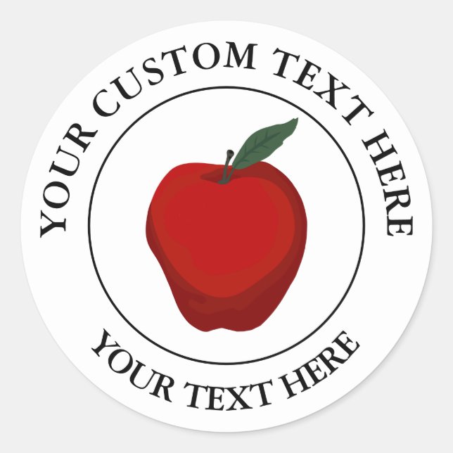 Symbol für Red Apple Custom Text Logo Runder Aufkleber (Vorderseite)