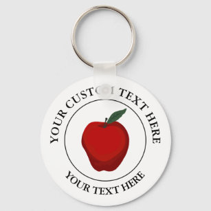 Symbol für Red Apple Custom Text Logo Schlüsselanhänger