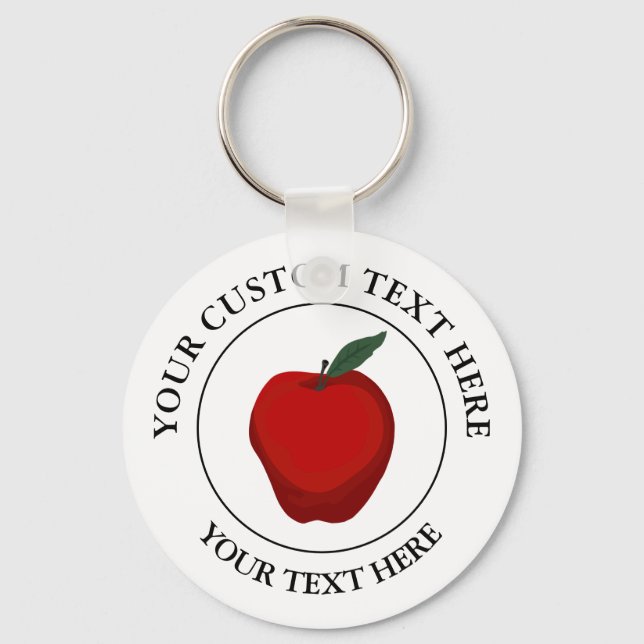 Symbol für Red Apple Custom Text Logo Schlüsselanhänger (Vorderseite)