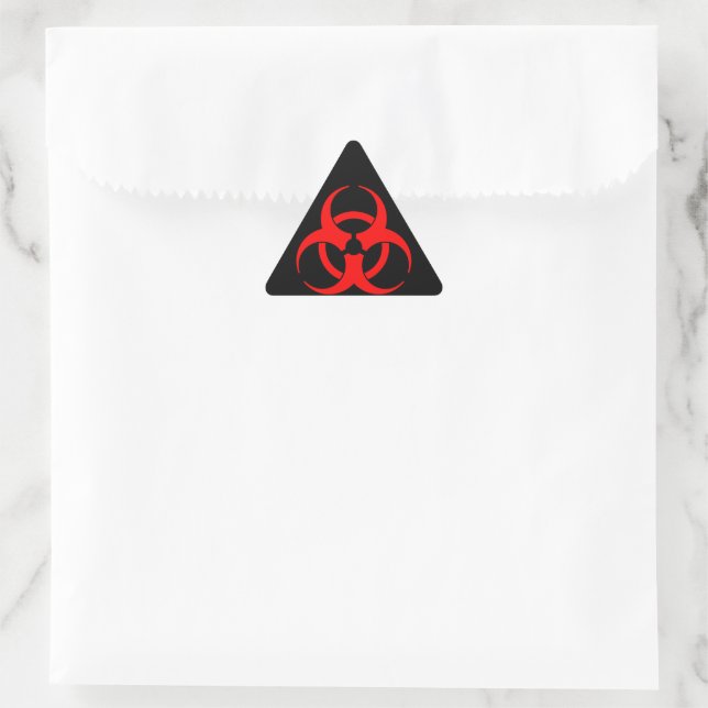 Symbol für rote Biogefährdung Dreieckiger Aufkleber (Tasche)