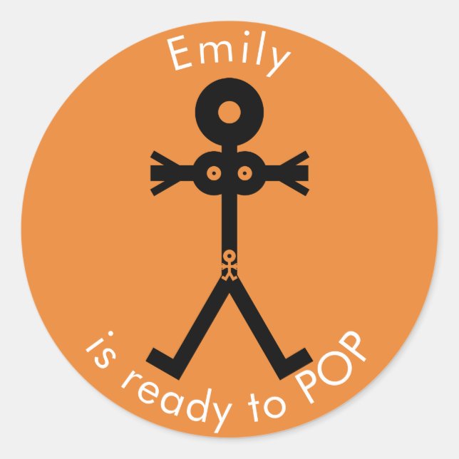 Symbol für Schwangerschaft Bereit zum POP Runder Aufkleber (Vorderseite)