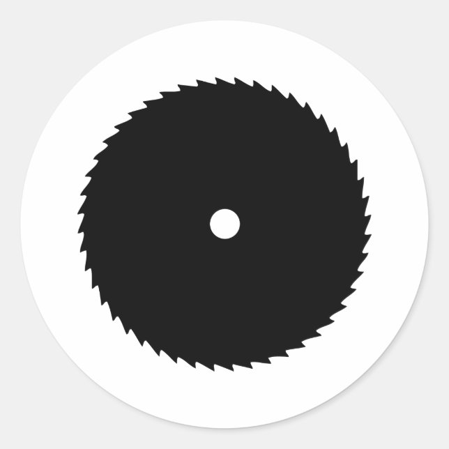 Symbol für schwarze Sägeblatt Runder Aufkleber (Vorderseite)