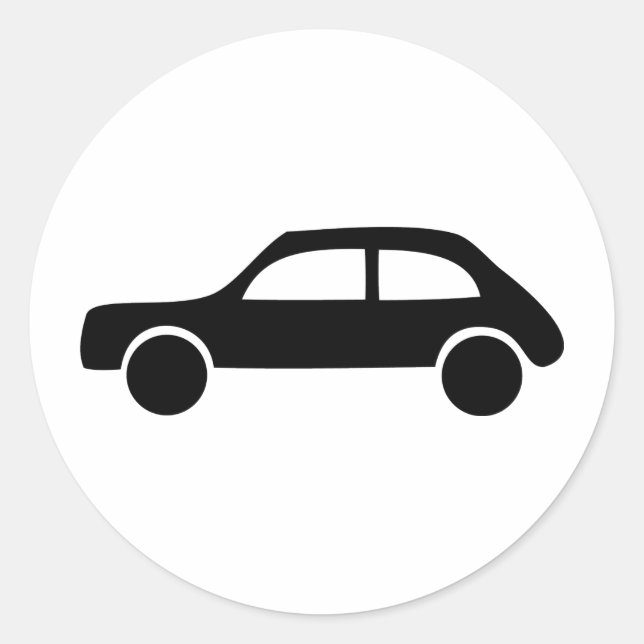 Symbol für schwarzes Auto Runder Aufkleber (Vorderseite)
